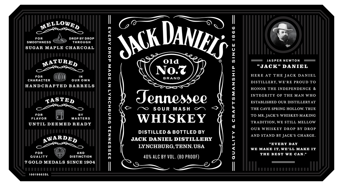 jackdaniels cue Packaging brand Whiskey Label bottle jack daniel's jack daniel alcohol glass liquor new product emboss america american minneapolis minnesota Icon filigree black White tradition Authentic Authenticity iconic barrel type Quality distillery U.S.A usa lynchburg Tennessee craft silver united states Global legend iconography identity culture fluted bevel shoulder mellowed matured tasted