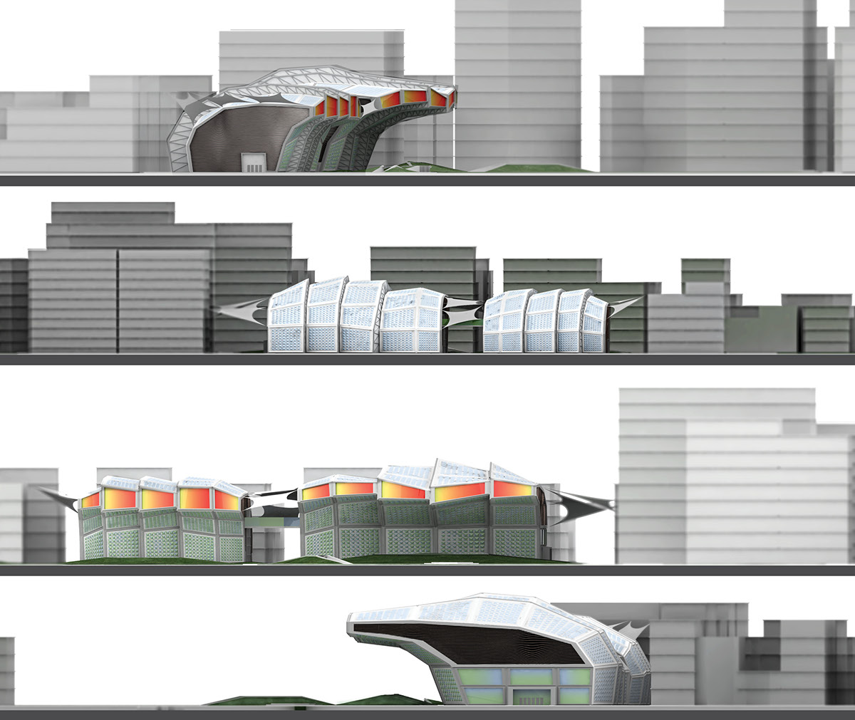 Performance arts building plaza Grasshopper rendering Urban pavilion process design civi cultural