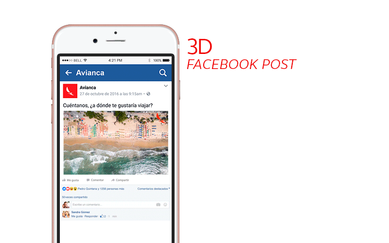 social media facebook 3D new formats Avianca airline digital social branding  engagement