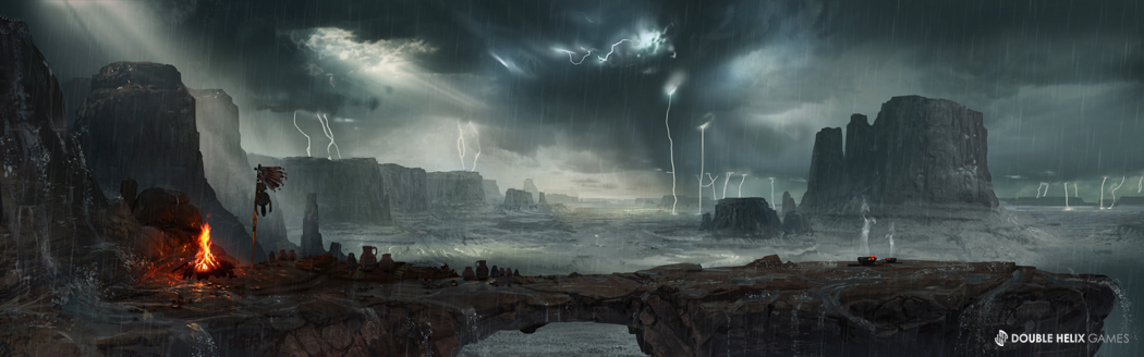 Landscape concept art Game Art desert thunderstorm environments
