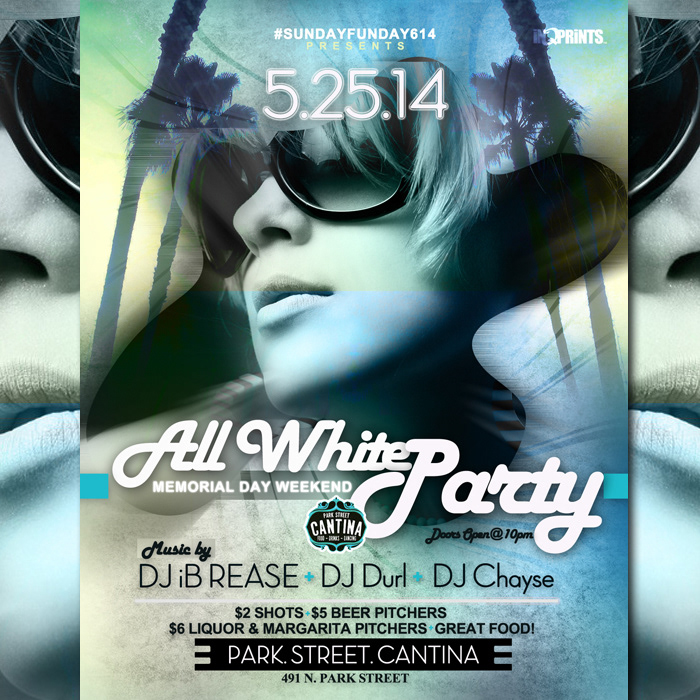 ALL WHITE PARTY cantinas INQPRINTS flyer Arena District columbus oh Nightlife DANCE   bar Flyer Design