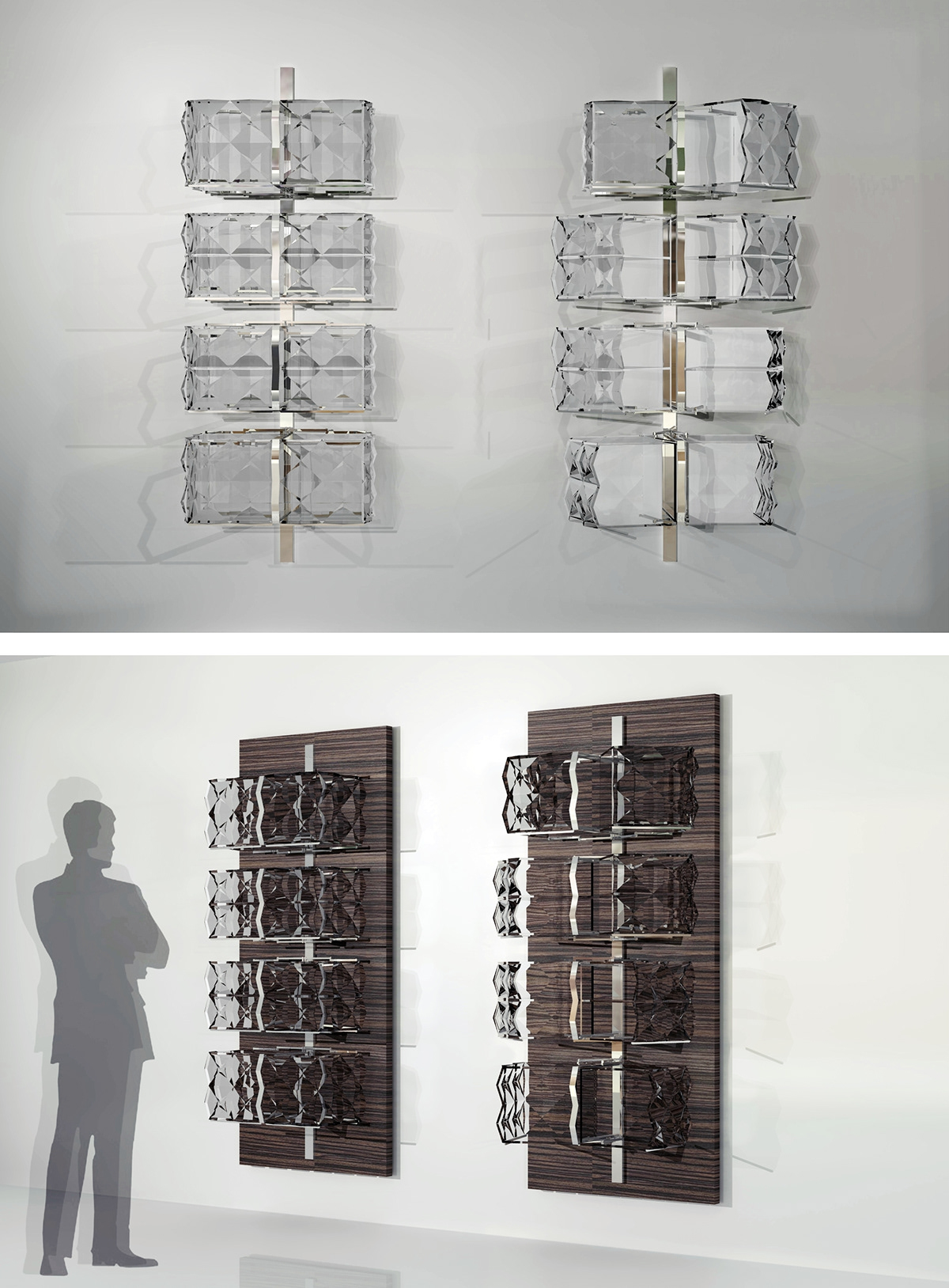 set of shelves cabinet see-through transparent acrylic