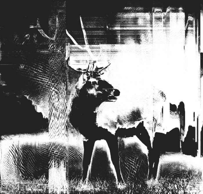 monochrome black and white simple Glitch minimal pixel processing zero Landscape animal