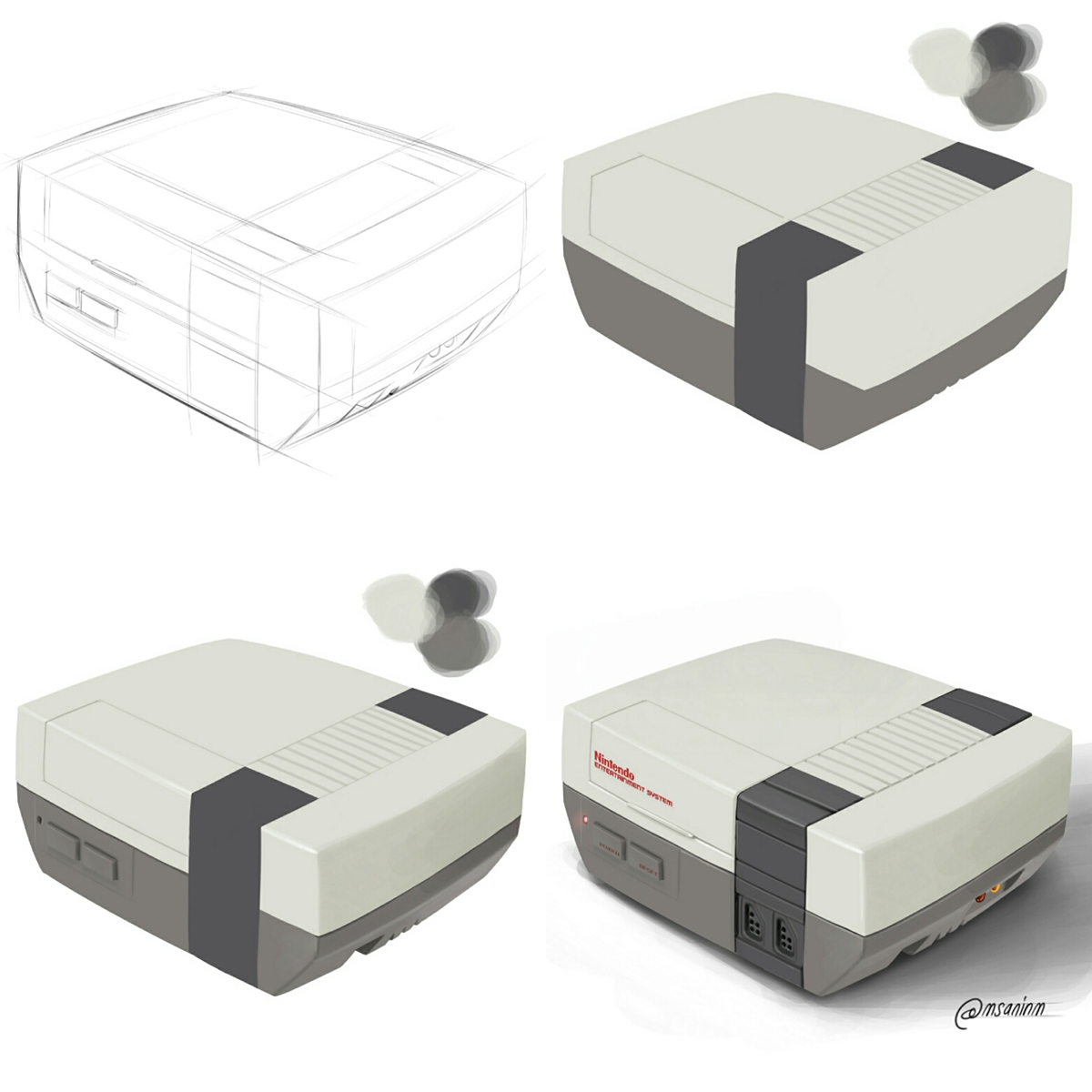 sketch digital painting sketching industrial design  ILLUSTRATION  NES Nintendo product design  design