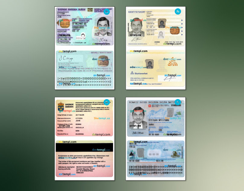 Switzerland Sweden psd ID template