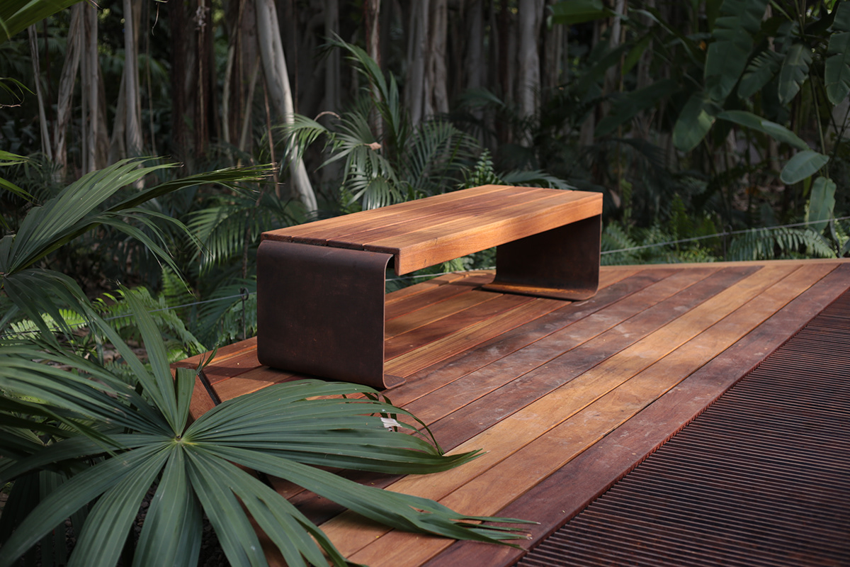 alejandro mc bench botanic Botanical garden furniture Mexican Design palmetum public space urban furniture wood