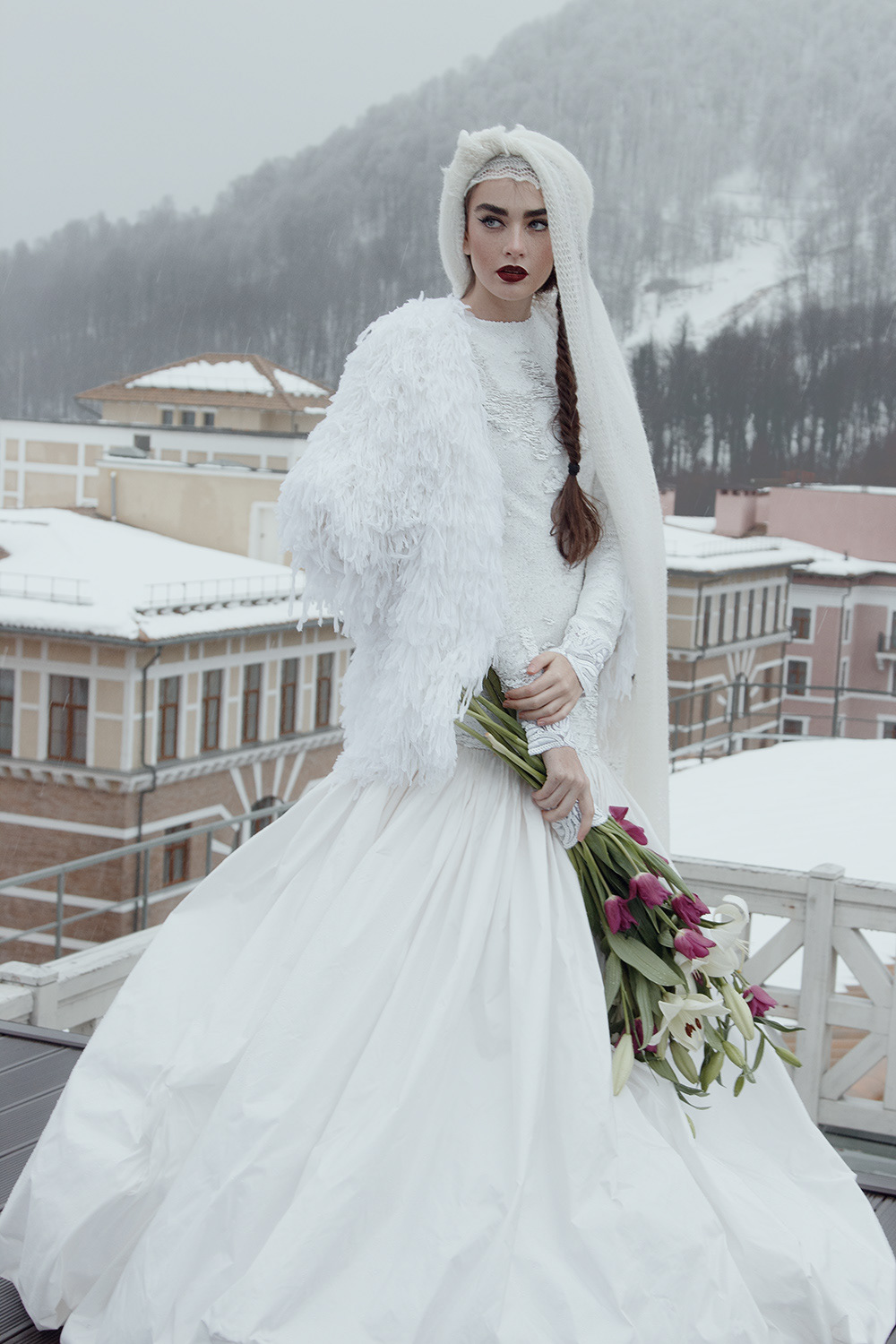 fashionable editorial makeup styling  wedding Style svetlana evstigneeva dress dreamy White beauty model glamour fairytale Moscow