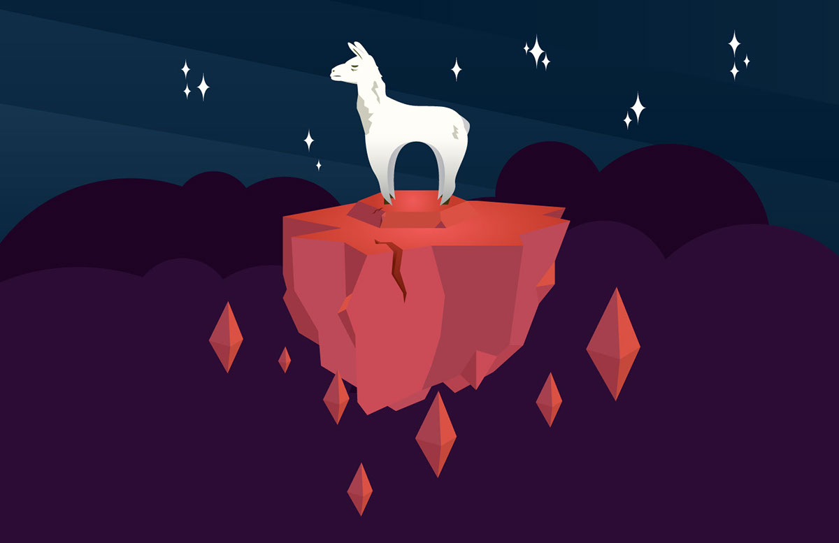 Space  llama animals flat obscure modern fantasy