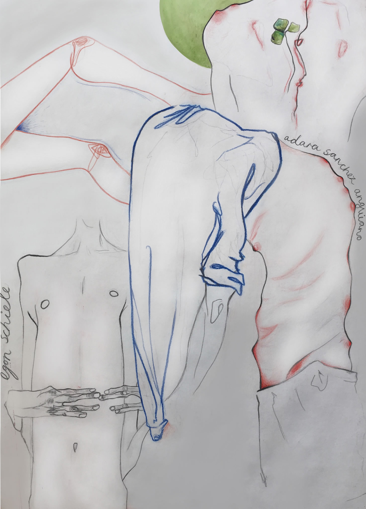 Drawing  egon schiele Adara Sánchez Anguiano figures bodies minimal Artist Study