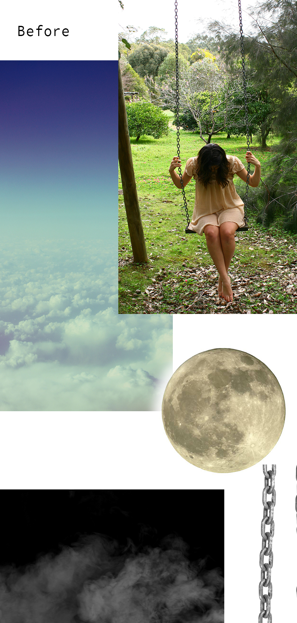 dreams girl clouds amazing moon dreamings photomanipulation creative artwork swing cool inspiration