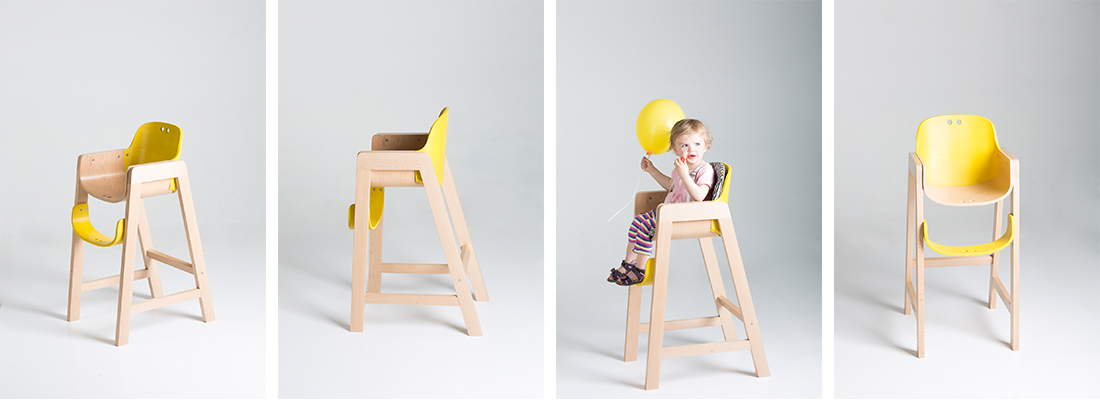 children´s high chair high chair Emma bent wood wooden chair dining chair yellow chair child wood