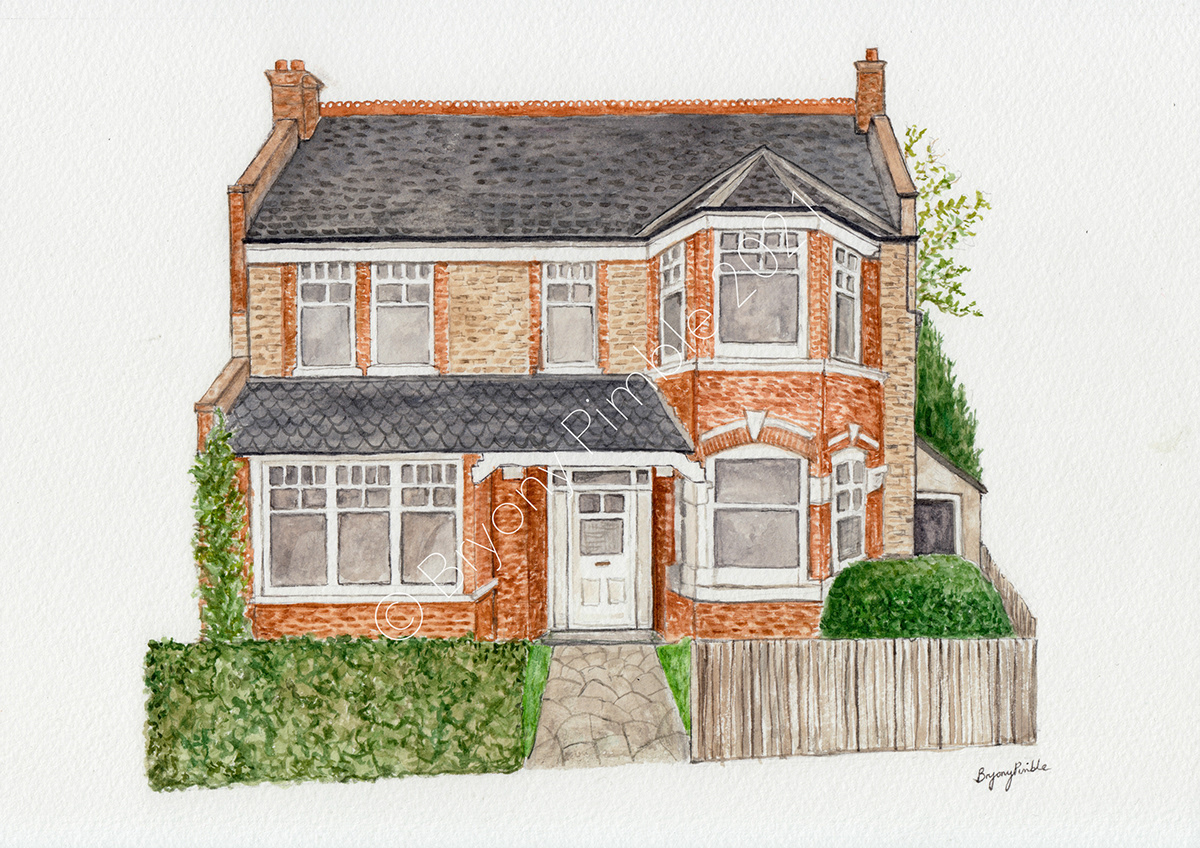 Building Illustration commissioned art custom artwork home home painting Home Portrait House illustration House Portrait painting   watercolour