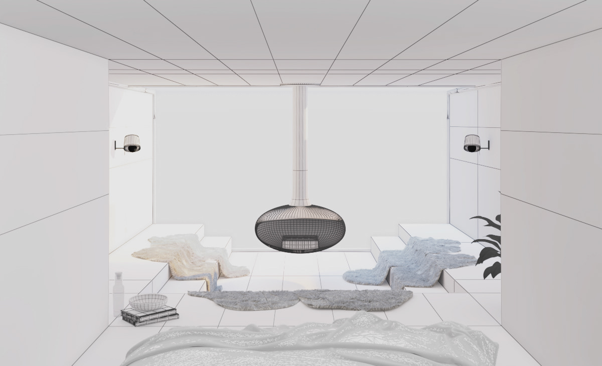 3D visualization Interior design modern simple woods cabin architecture Space 