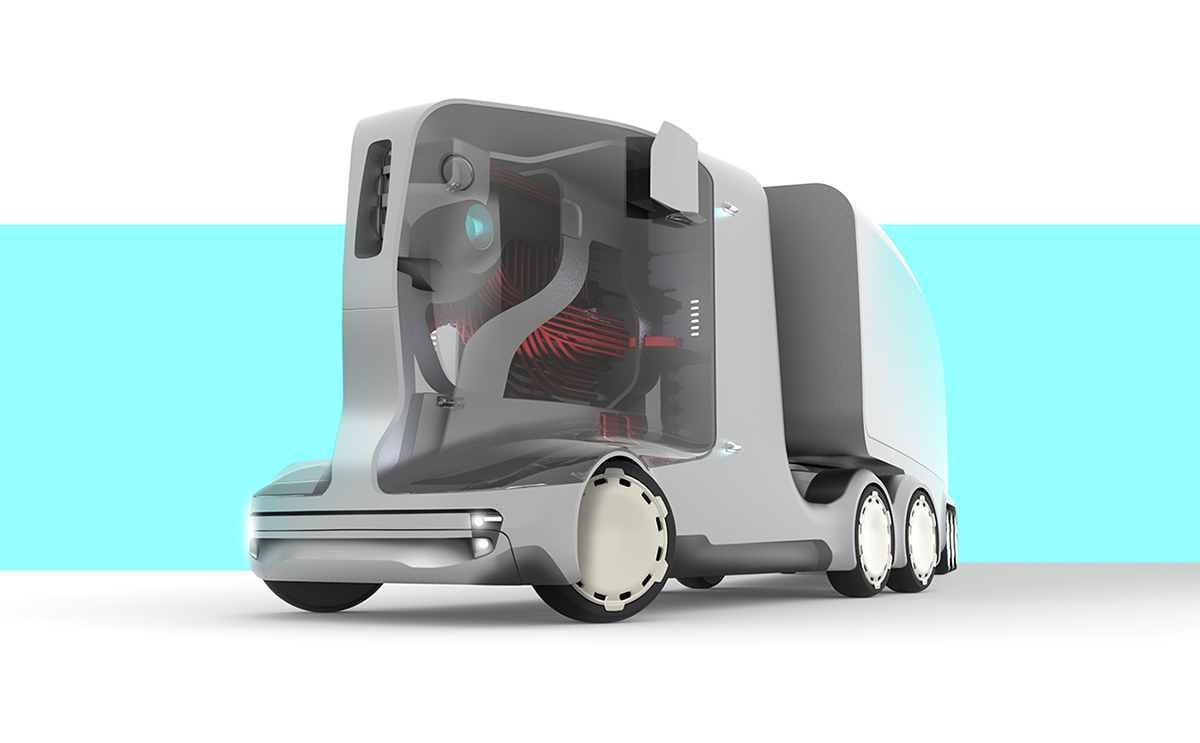 Truck driverless modern futuristic transportation design concept artificial intelligence Autonomous