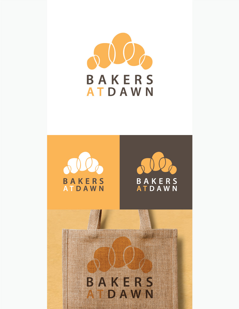 bakery logo croissant orange brown cute Food  bag doodle