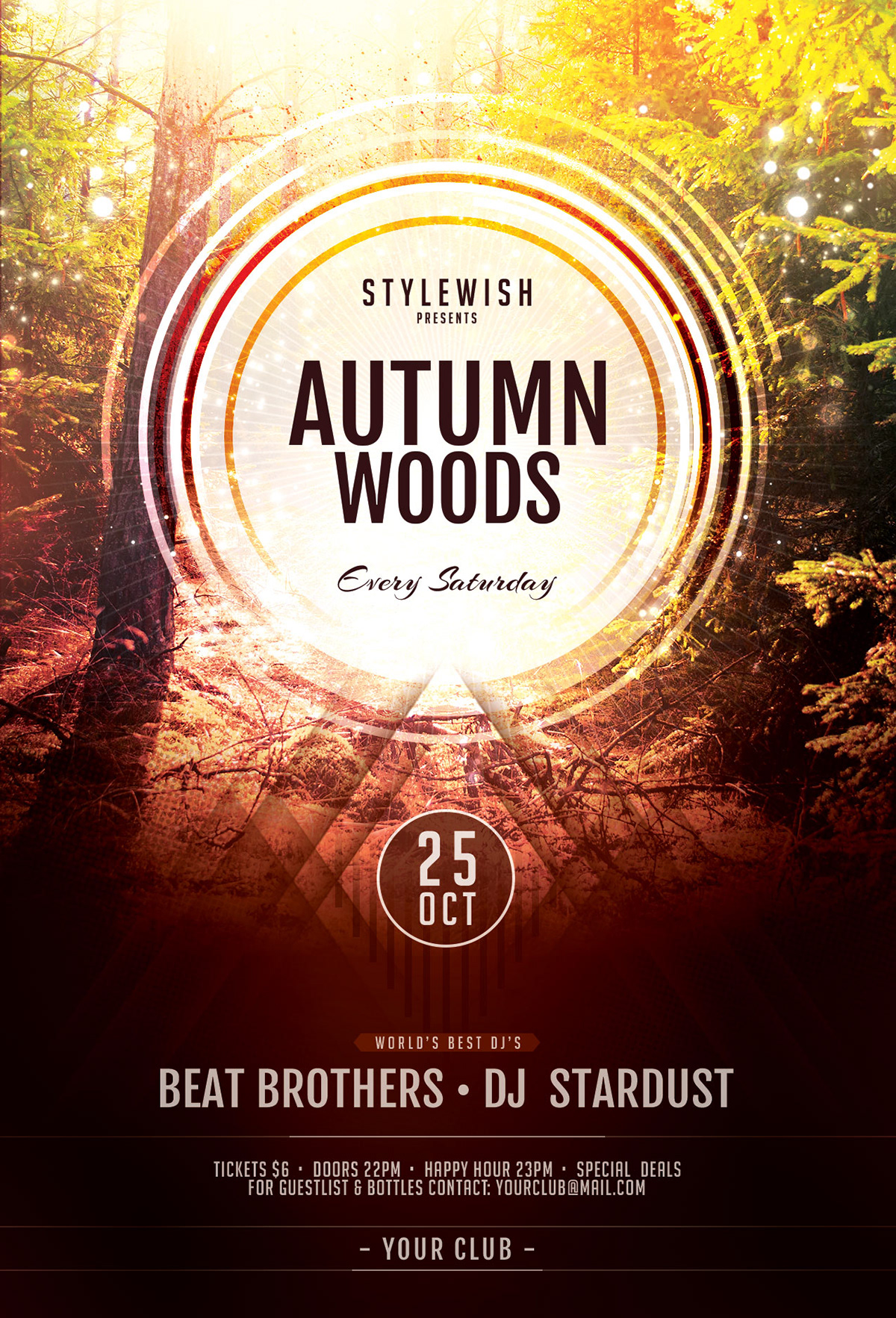 autumn flyer poster Fall design psd photoshop template leaves oktoberfest