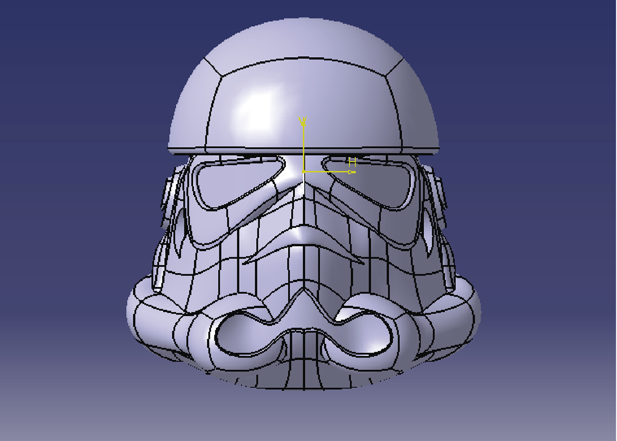 star wars 3d modeling Catia Helmet Surfaces clone wars