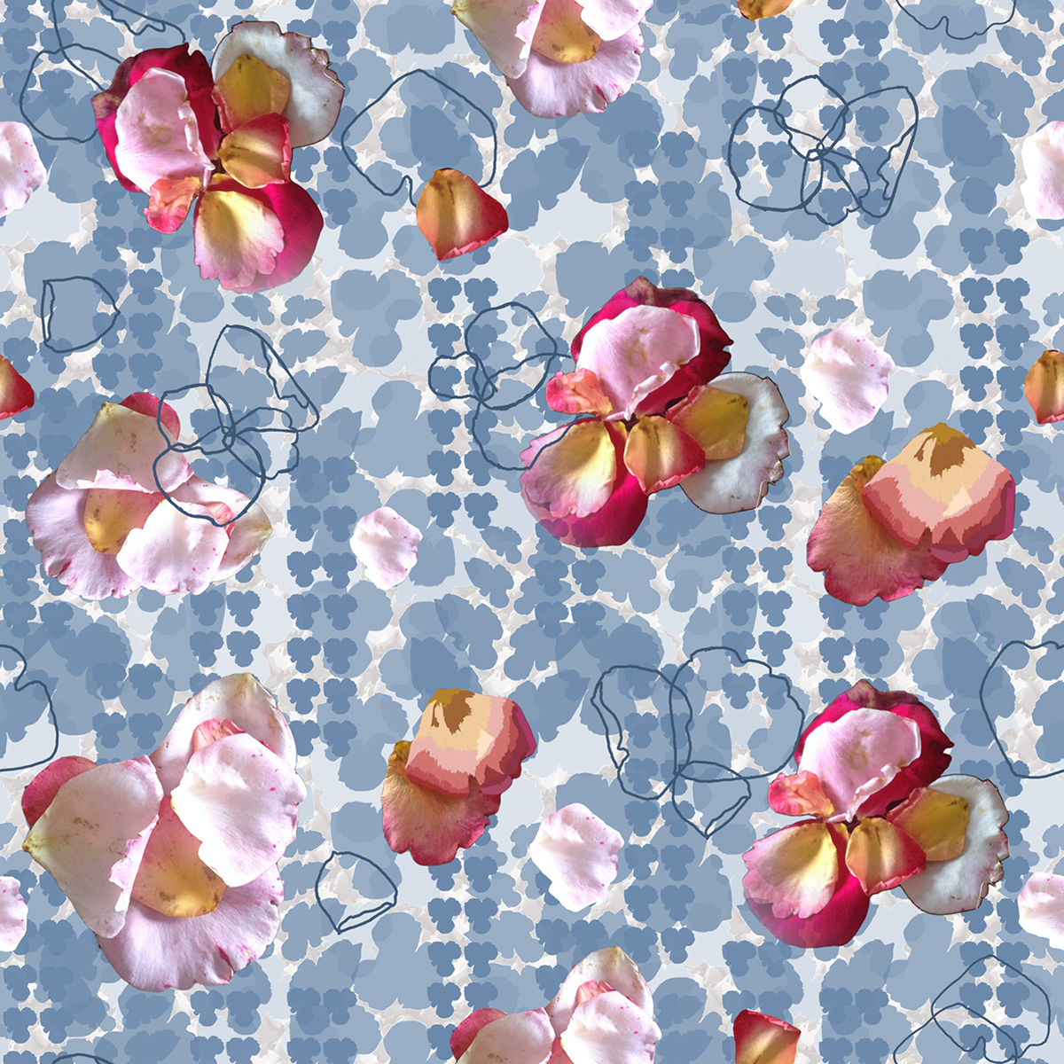 florals blue Layout pattern Repeat Pattern repeat SCAD textile fibers linework Flowers