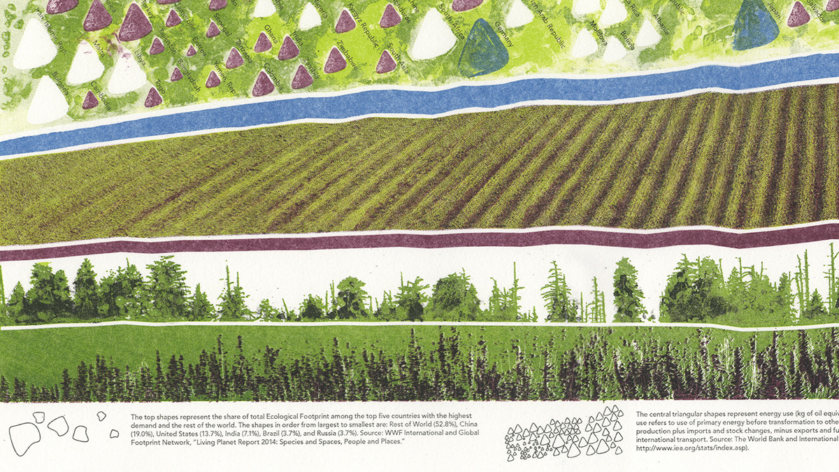 printmaking lithography infographic Sustainability pollution Ecology