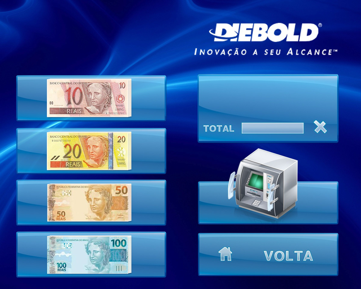 diebold automação bancária ATM Caixa Eletrônico Procomp UI UserInterface
