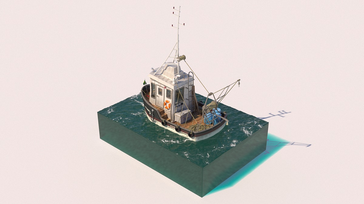 3D CARTOON FISHING BOAT on Behance