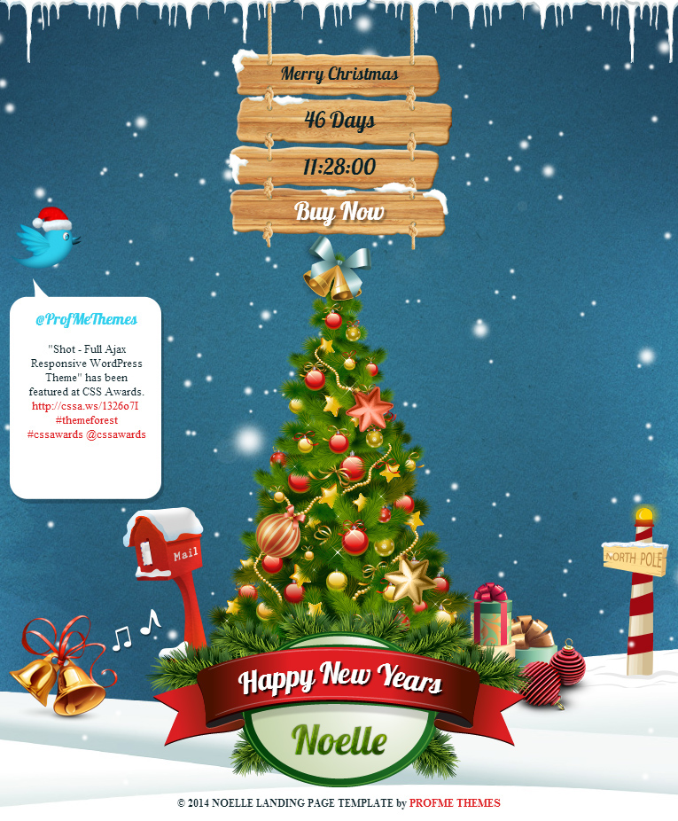 3D Christmas clean css3 e-card Holiday html5 landing page noelle snow twitter Unique valid xmas