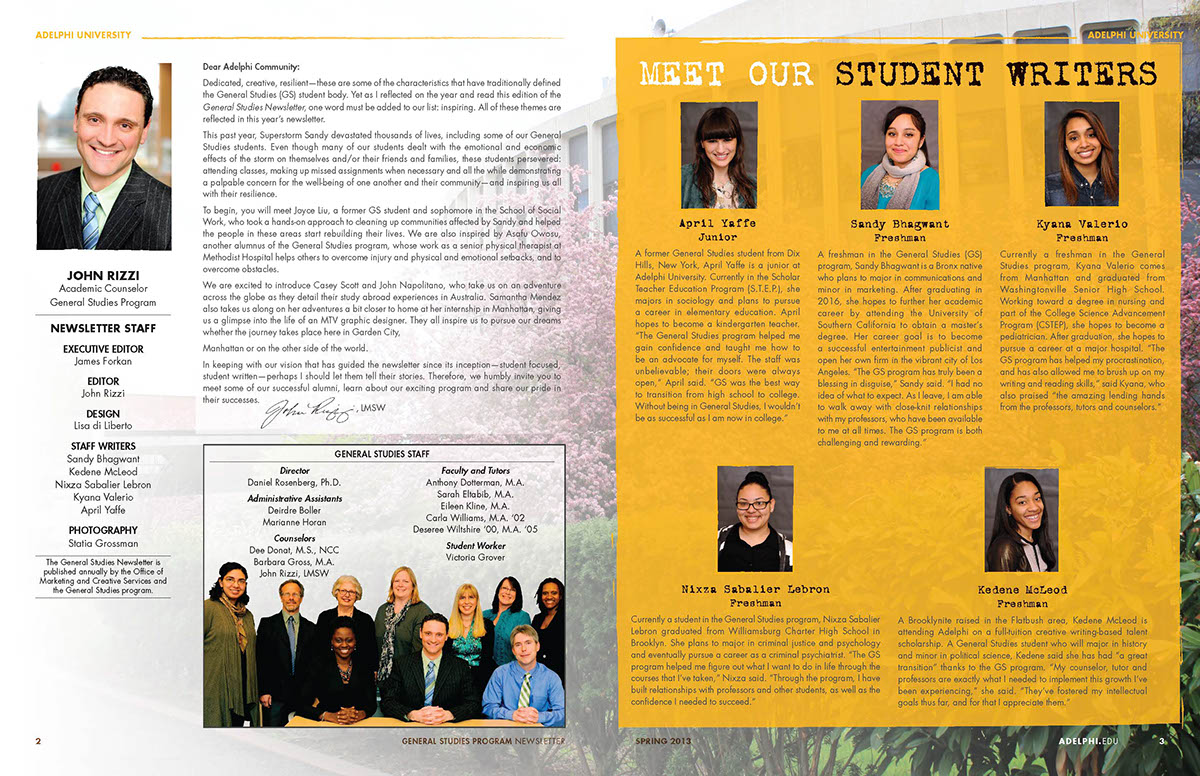 newsletters publication e-newsletter University college graphic content Promotion