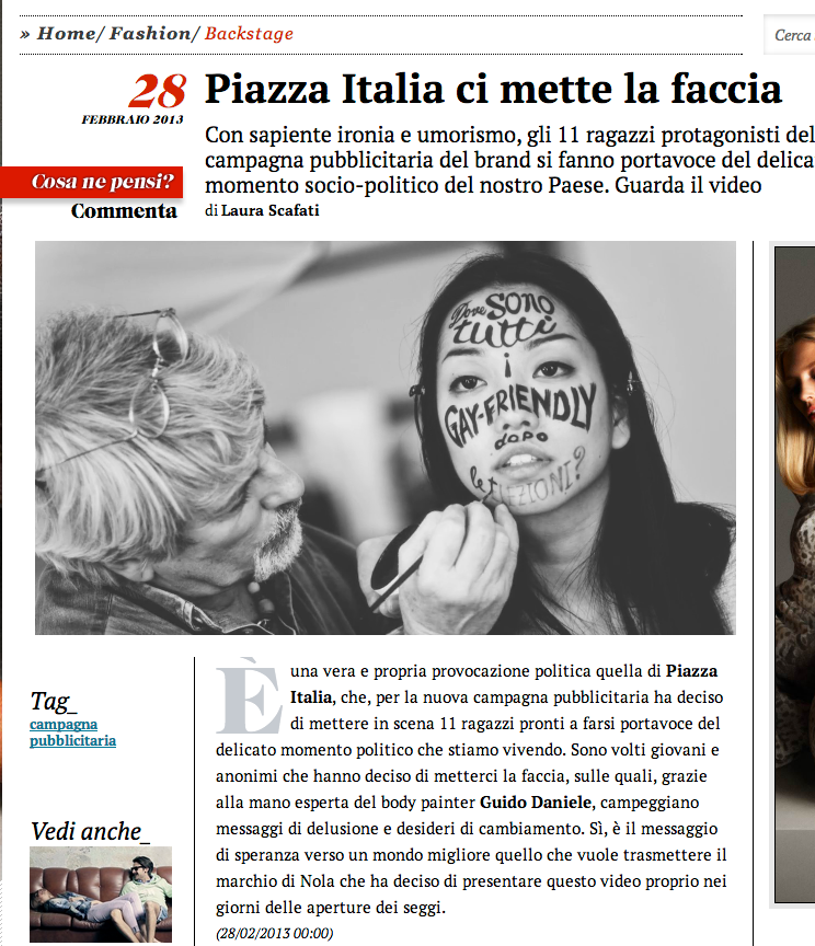 5D creative digital campaign #piazzaitalia carlo furgeri firenze bischi direction BODYPAINT vanity Fair MAX