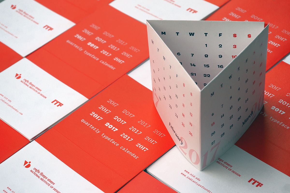 calendar typography   print offset typefaces folding Quarterly NID itf minimal