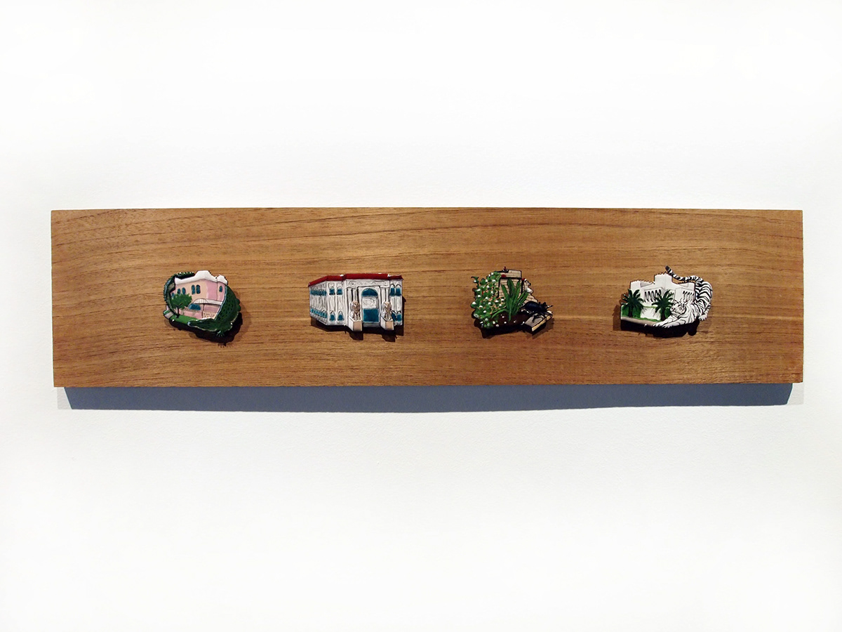 Out of Kuwait British Council jewelry brooches enamel copper silver tiger lion beetle crocodile Kuwait houses