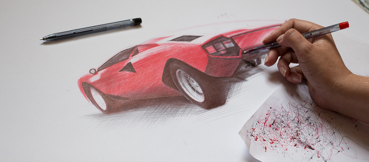 ballpoint pen Cars sketches yelenayefimova vintage cars cardesign pen