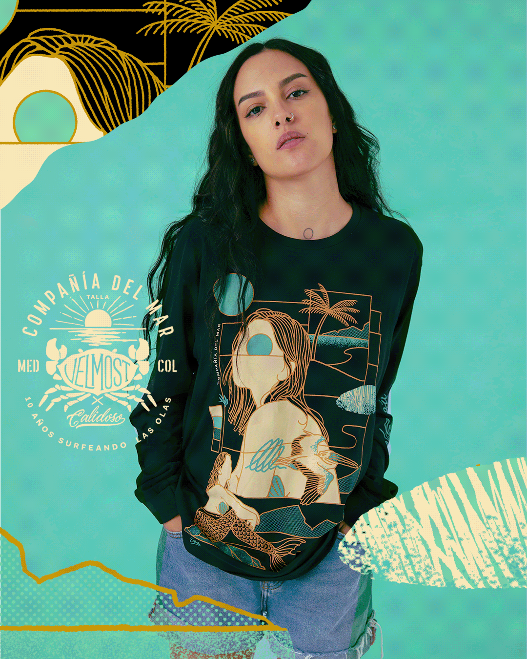 apparel colombia Fashion  ILLUSTRATION  lifestyle medellin mermaid sea streetwear T-Shirt Design