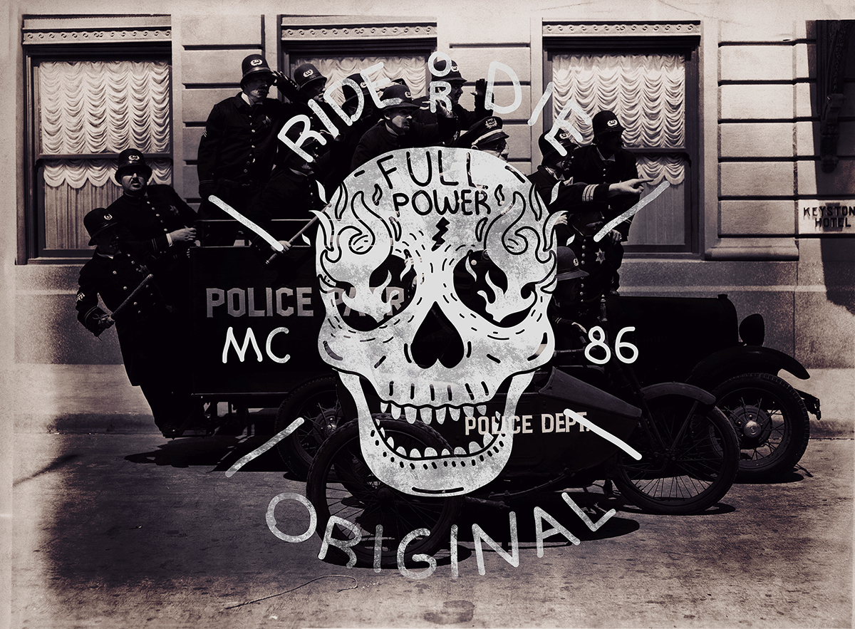 vintage Custom motorcycle skull crew old Label t-shirt tees bikes motorbiker biker