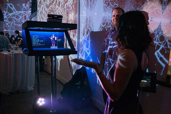 hologram holographic display holographic newmediaparty vntana interactive interactive hologram vr party