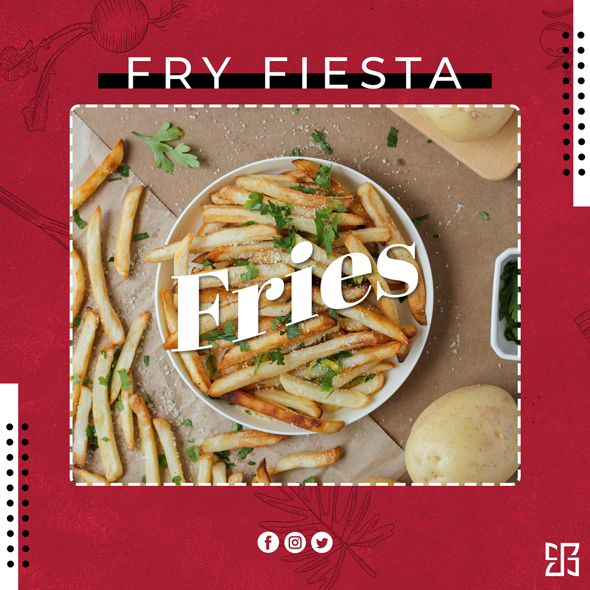 french fries Fries Social Media Design graphic design 