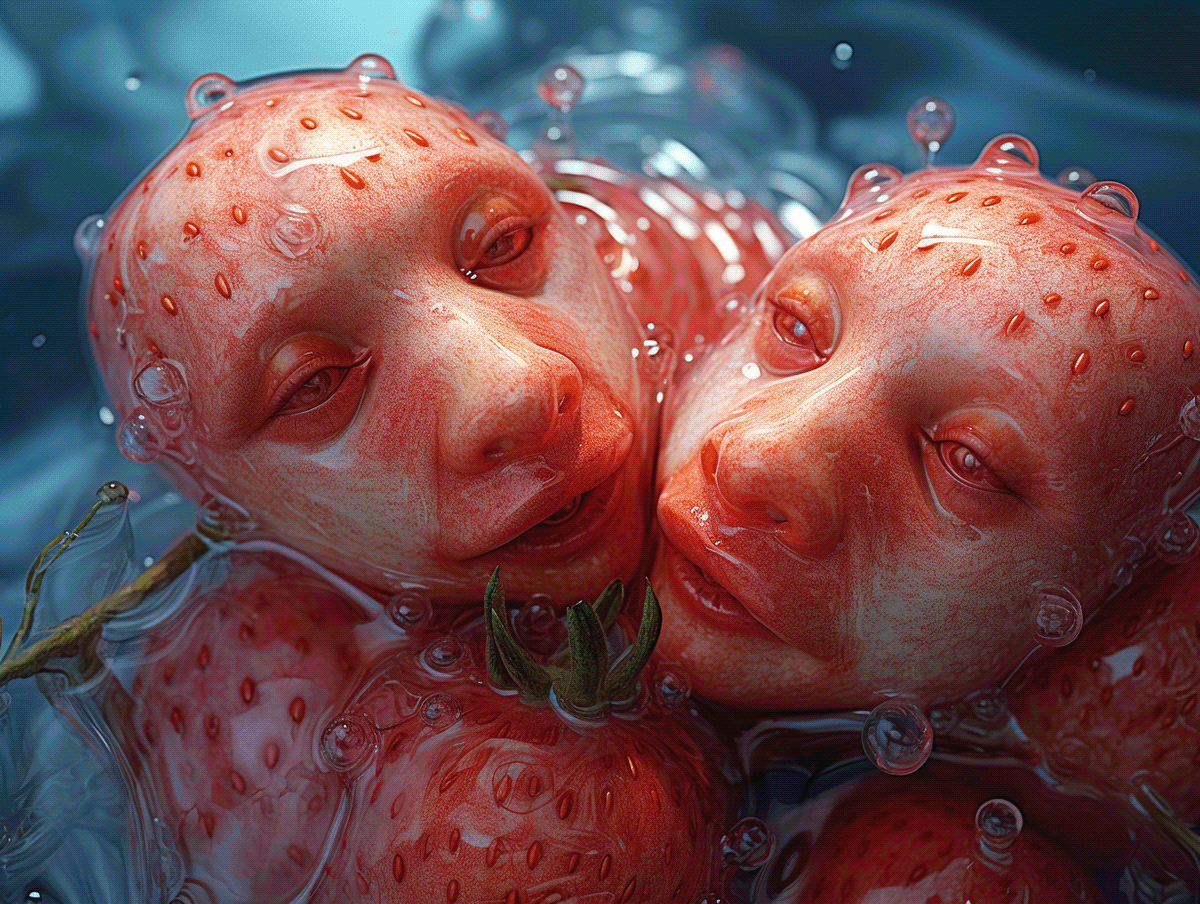 strawberry Food  face deformed horror Digital Art  artificial intelligence midjourney digital illustration ai
