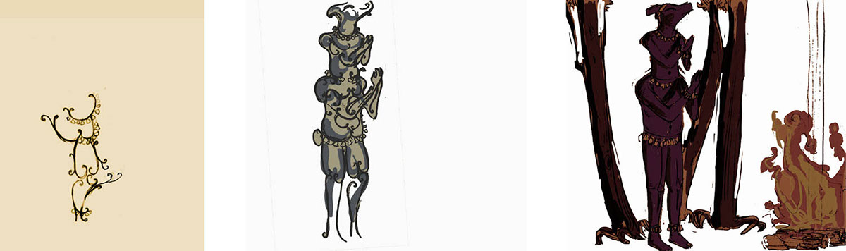 Adobe Portfolio Mahisha sketches narrative mythology story Hindu religion