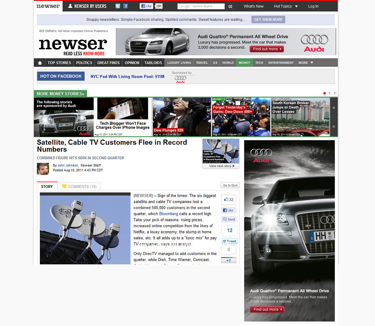 news corporation campaigns golf tv shows Audi mobile android Monster.com politics banners Rich media ads roadblocks Front Door