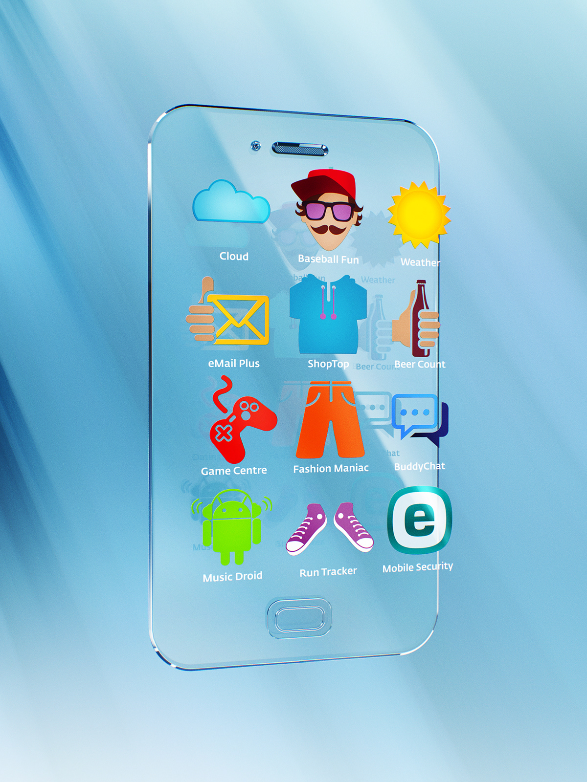 ESET advert mobile security Shopping visual series Cell 3D