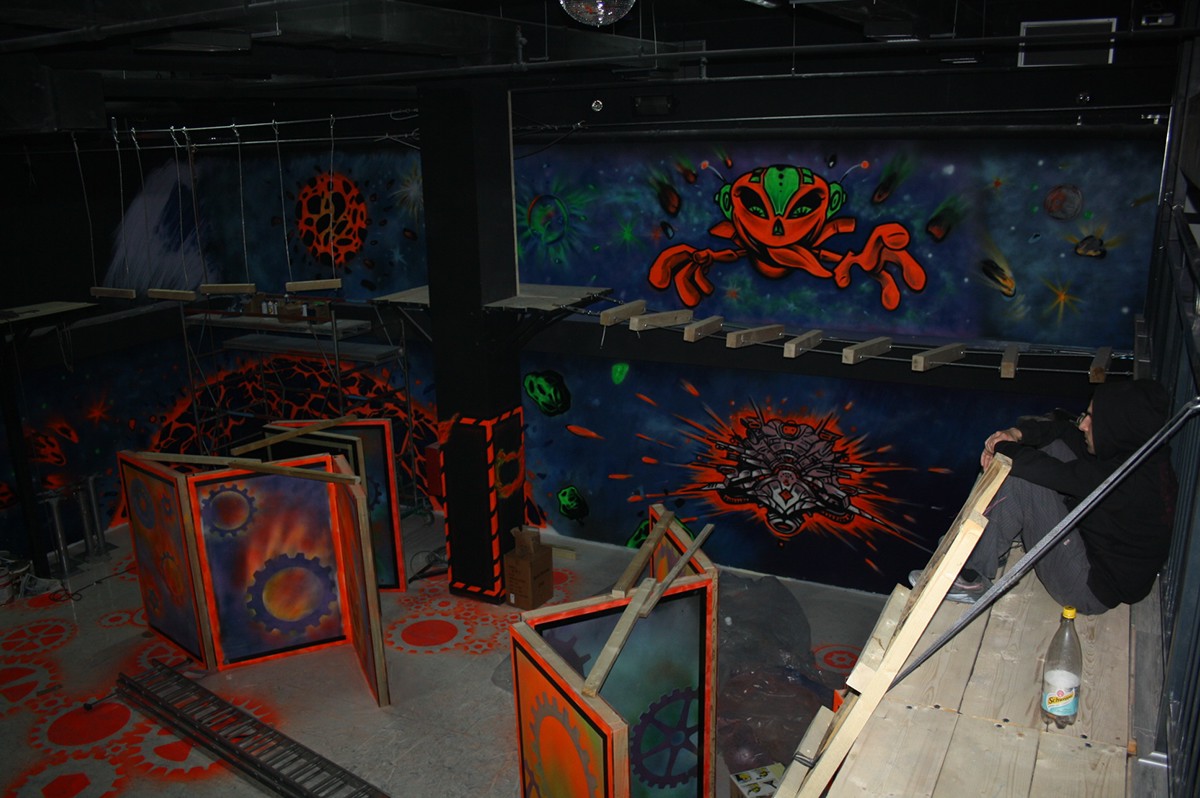 laser tag Arena fun factory Montana art illustration design character drawing Space  Interior Plaza Center