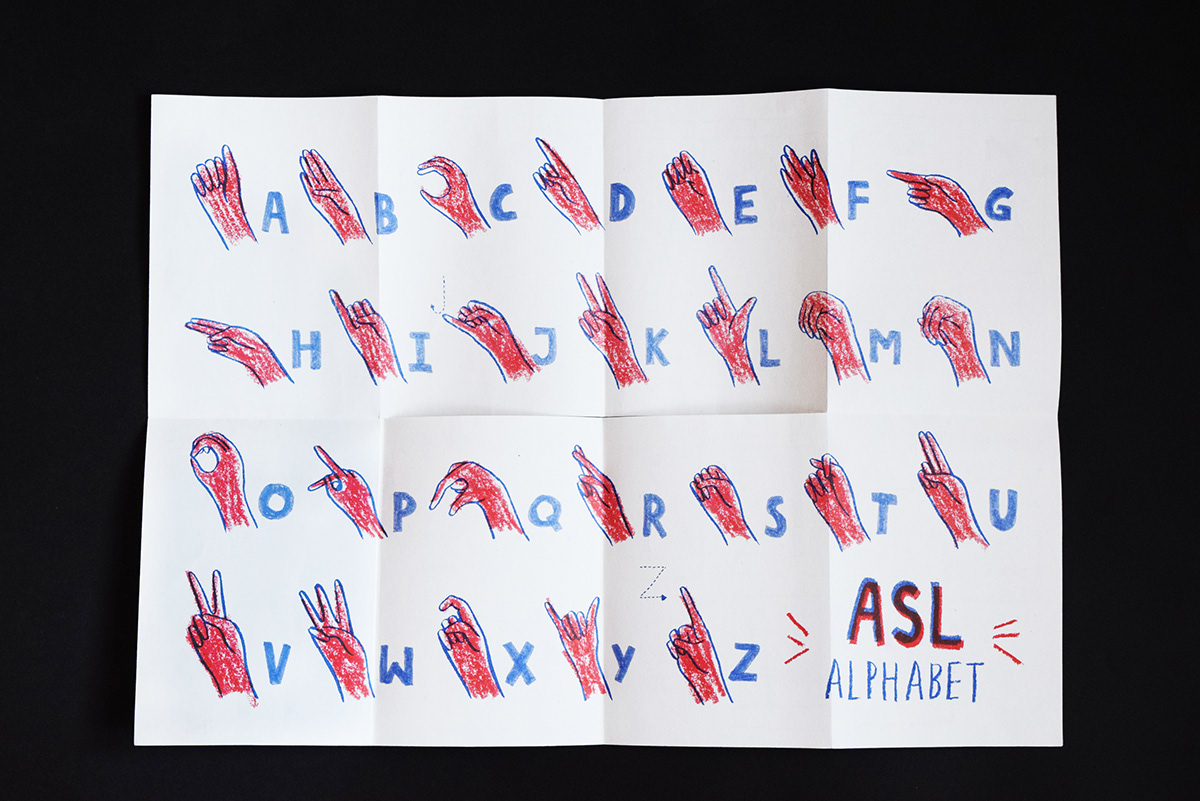 campaign Advertising  Campaign Design DEAF AWARENESS sign language asl ILLUSTRATION  risograph Booklet posters Social Issues awareness