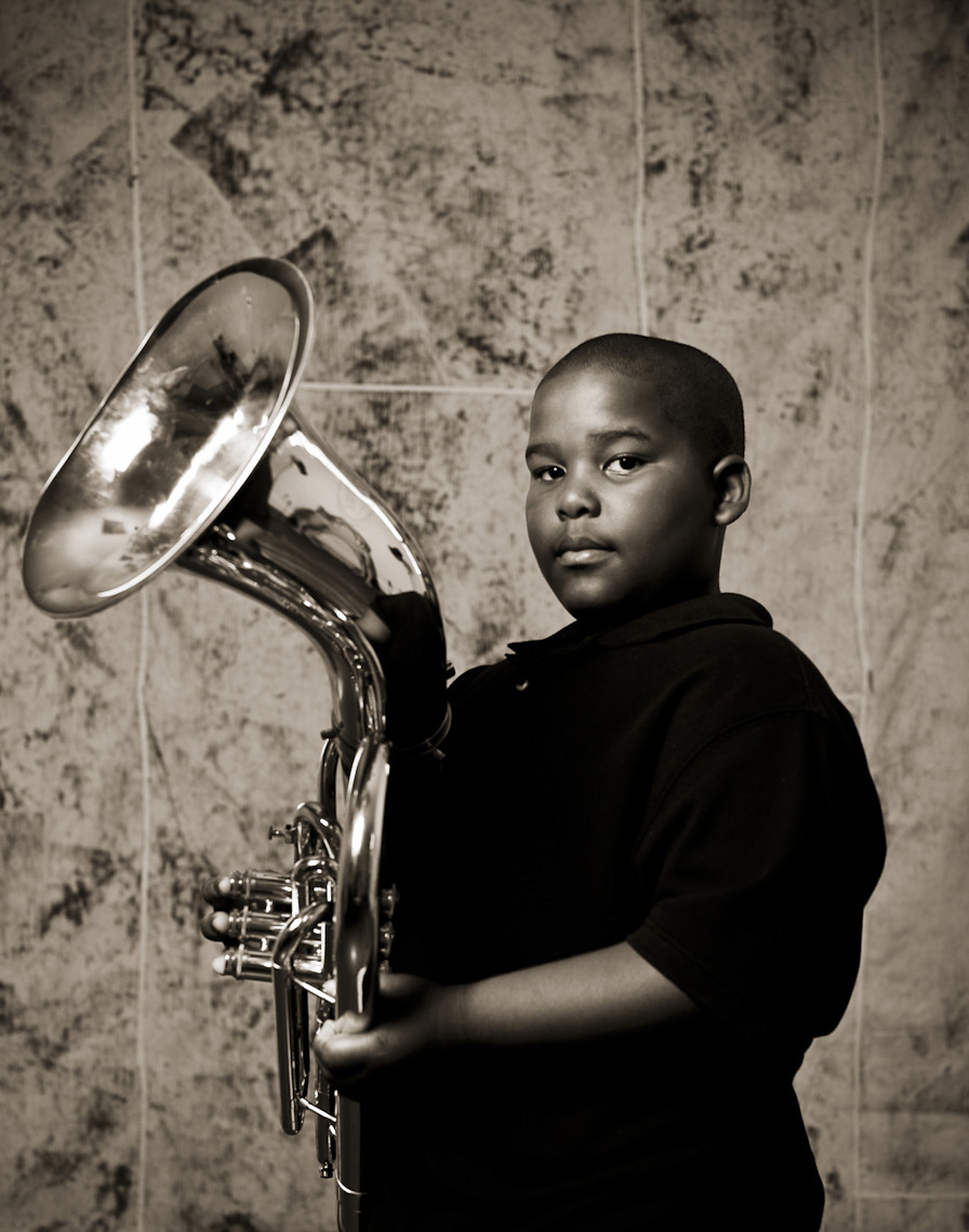 horns brass new orleans kids roots of music Project photo Portraiture black and white vintage