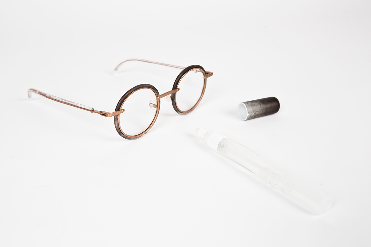 eyewear glasses lunettes experimental ink fog buée lunette handmade copper plastic thermochromic