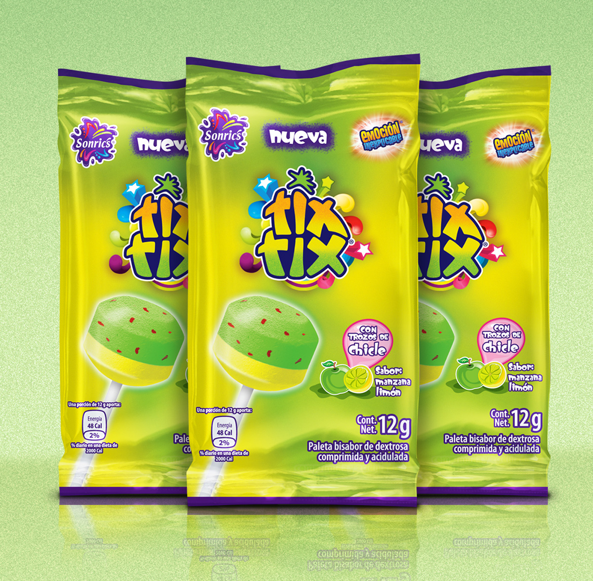 sonric's package Candy brand kids creative fruits acid logo redesign