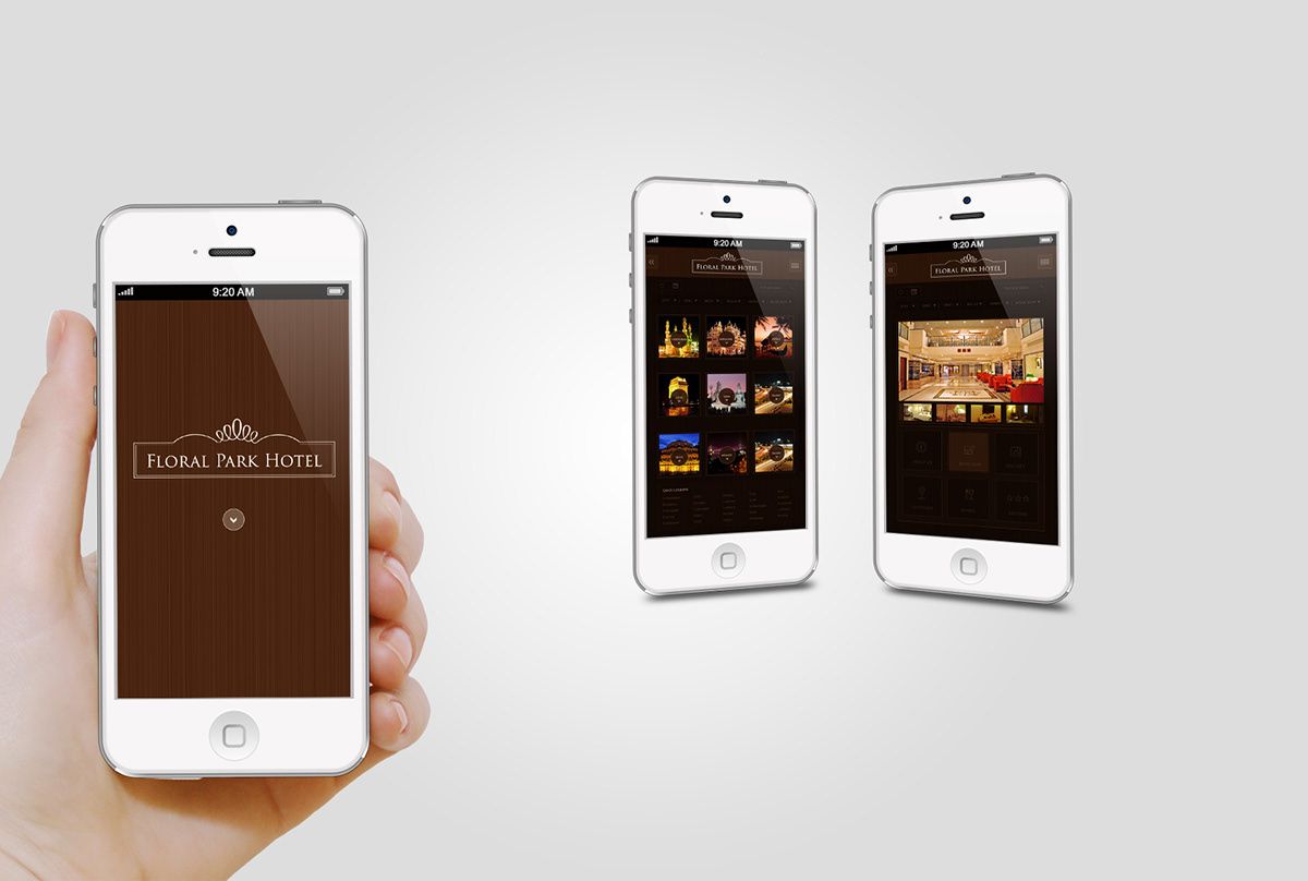 Mobile App. ui design Hotel app  Floral Park Hotel Logo Design