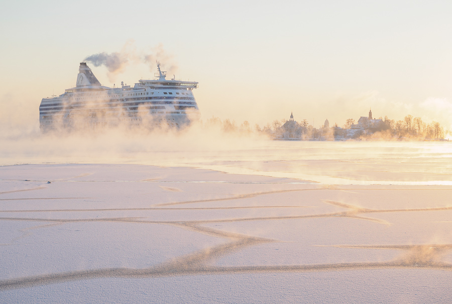 finland helsinki winter Nature sea frozen ice mist sea smoke Sunrise landscapes