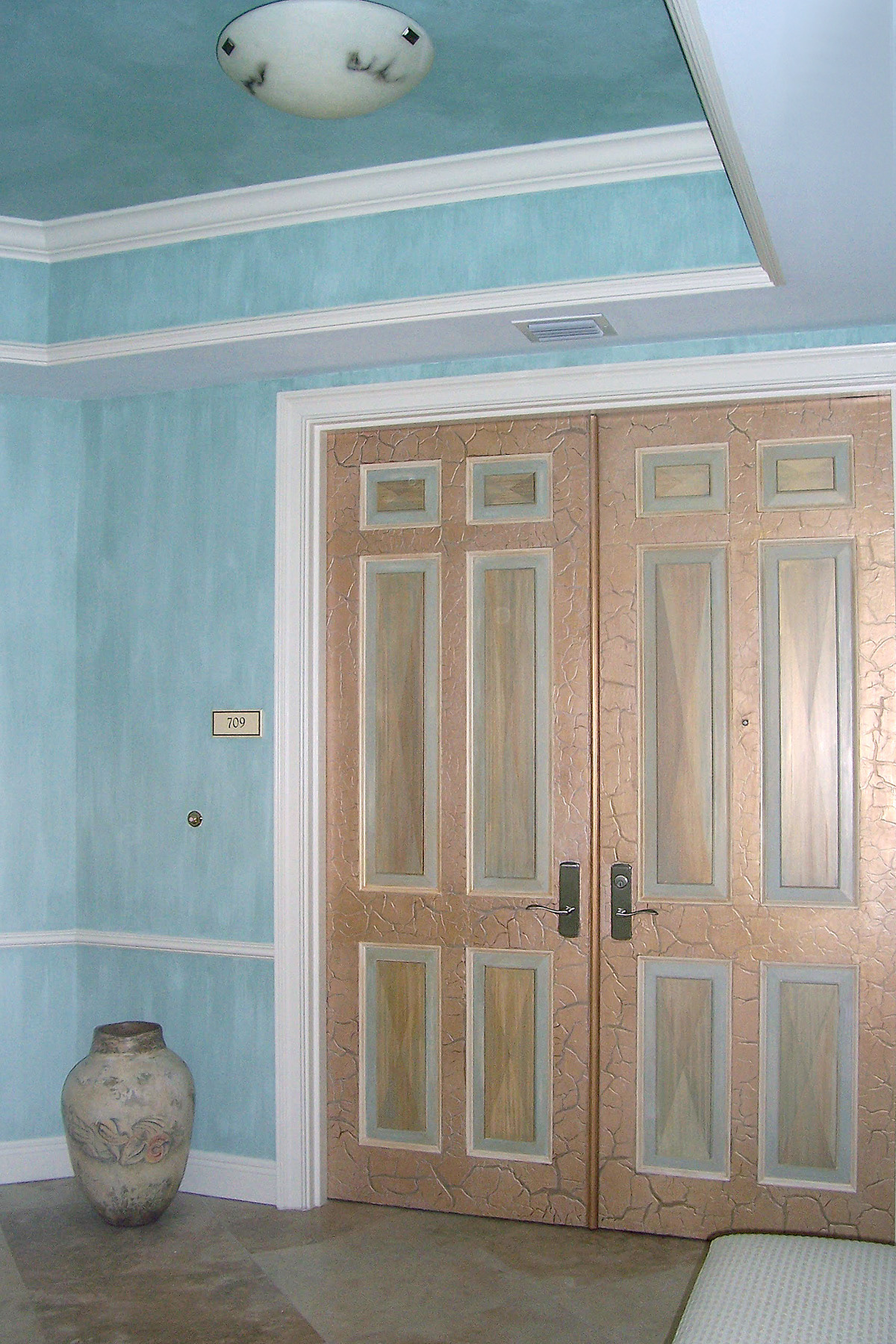 door faux Mural airbrush diamond  Marble glaze crusty plaster plaster striay elevator elevator door ceiling decorative painting