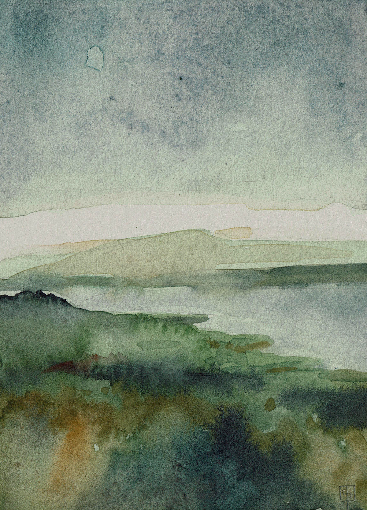 watercolor watercolor painting Landscape Landscape Painting Orkney scotland highland