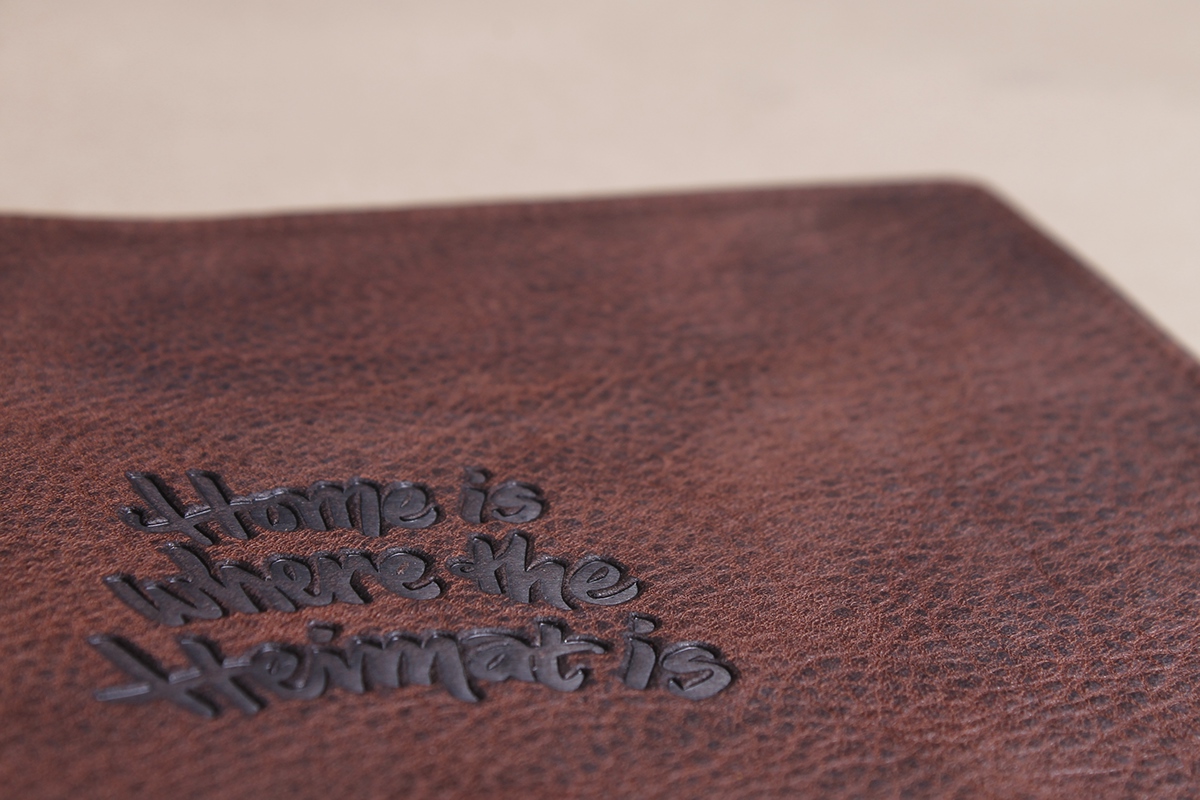 Handlettering leather embossment handwriting embossed home heimat