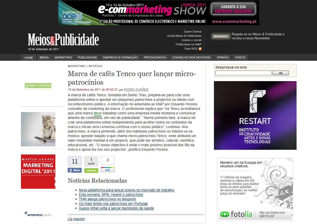 Coffee tenco Content Marketing editorial Portugal Creative Director eduardo pereira tenco news